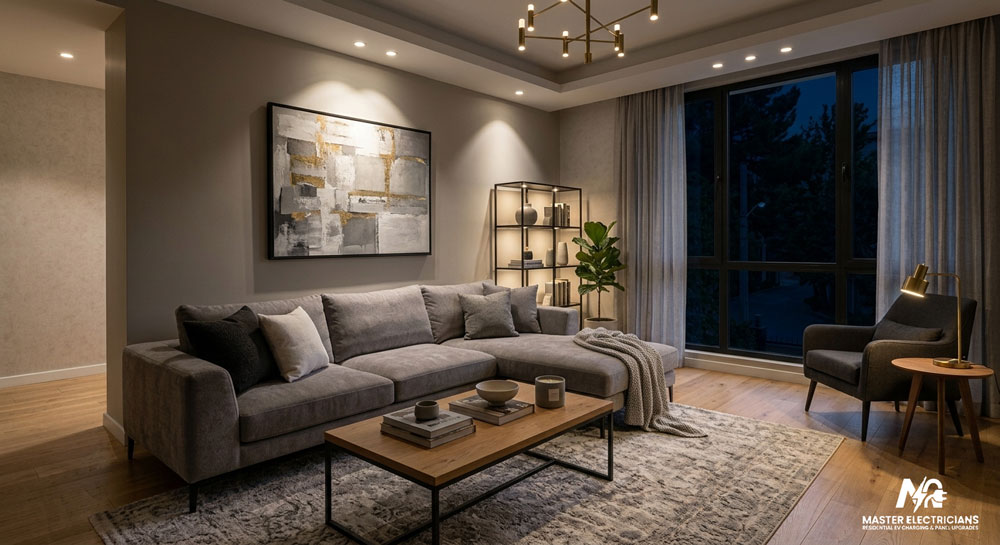 Licensed electrician installing lighting